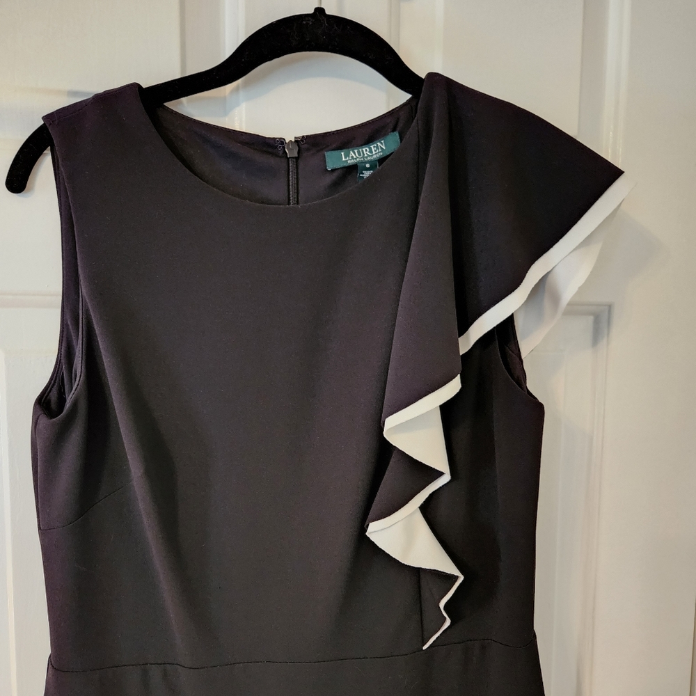 NWT Ralph Lauren Floor Length Gown | Black with White Ruffle | size: 6